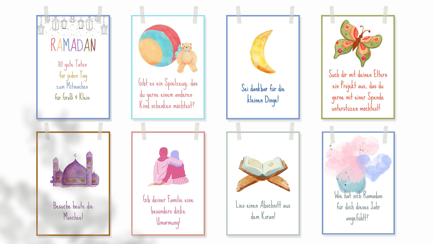 Kinder-Gute Taten Karten zur Ramadan Fastenzeit - Printable zum Download