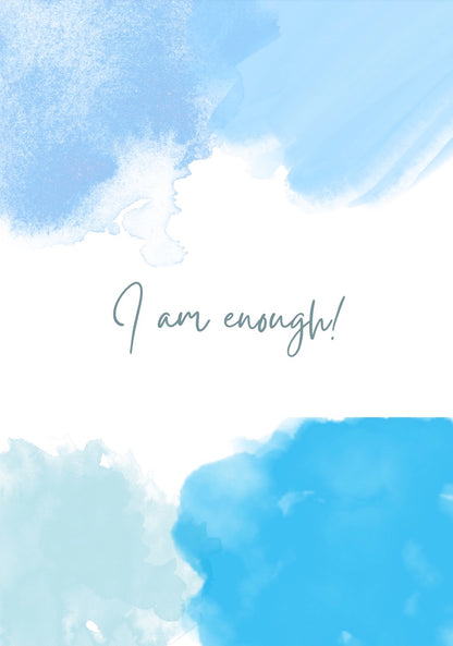 Watercolor-Poster in Blau "Ich bin gut, so wie ich bin!"- Printable zum Download